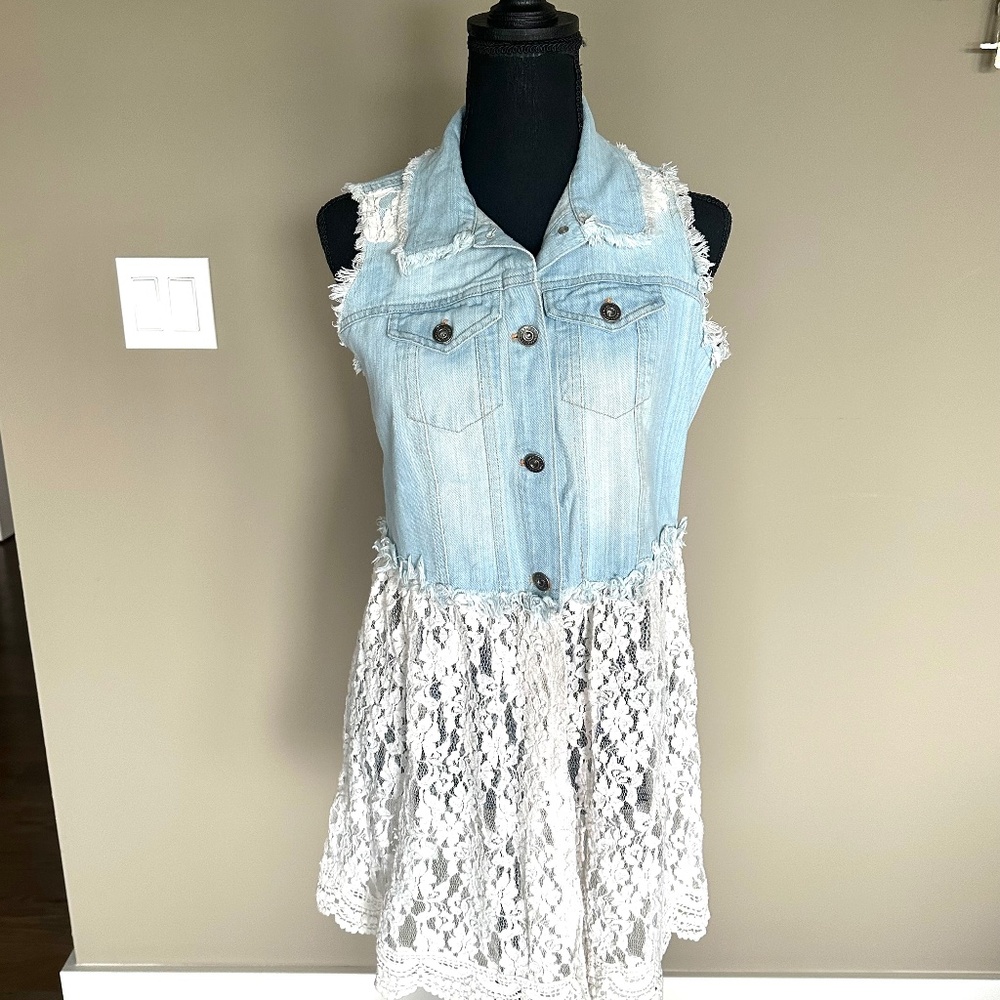 John Mark denim and lace vest /dress
